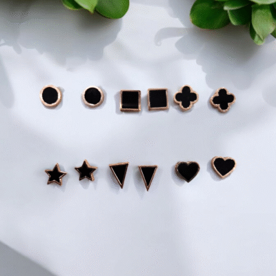 Casual black studs with 6 design