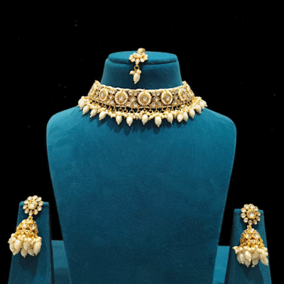 HIGH QUALITY MEHANDI COLOUR KUNDAN NECKLACE