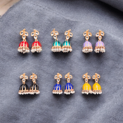 MEENAKARI JHUMKI WITH 12 COLOUR
