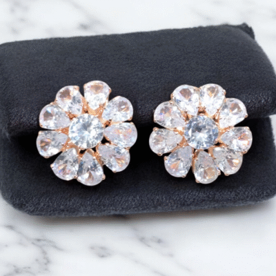 ROSE GOLD DIAMOND FLOWER STUDS