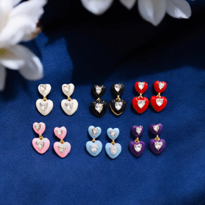 COLOURFUL PREMIUM QUALITY HEART EARRINGS