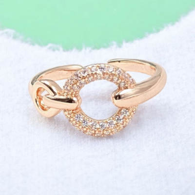 CUBIC ZIRCONIA ROSEGOLD AD STONE UNIQUERINGS