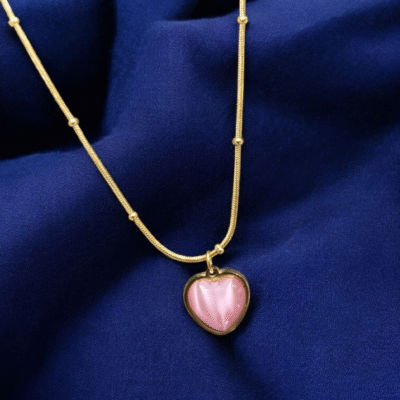 ELEGANT PINK HEART ANTI TARNISH CHAIN