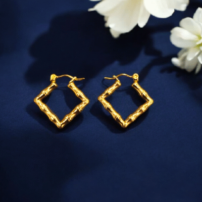 SQUARE GOLDEN ANTI TARNISH HOOPS