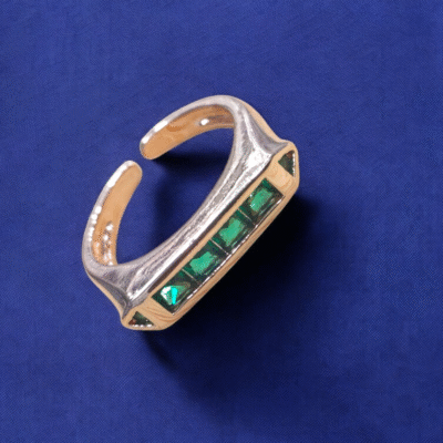 ROSEGOLD GREEN STONE ANTI TARNISH RINGS