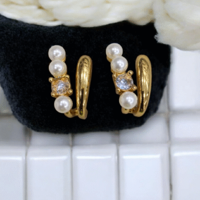 UNIQUE PEARL WITH STONE HIGH QUALITY EARRINGS STUD