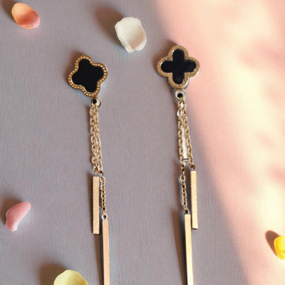 Rose Gold Anti-Tarnish Clover Drop Earrings