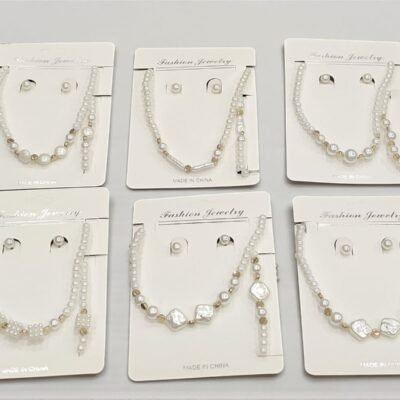 PEARL  SET WITH EARRING AND BRACELETS MIX OF 6 DESIGN