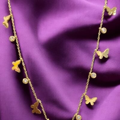 Tarnish-Resistant Butterfly Charm Drop Necklace