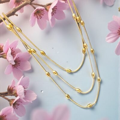 18k Anti-Tarnish Gold Layered Beaded Chain Necklace