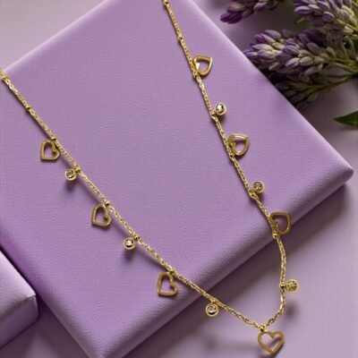 Anti-Tarnish Gold Plated Dainty Open Heart Charm Drop