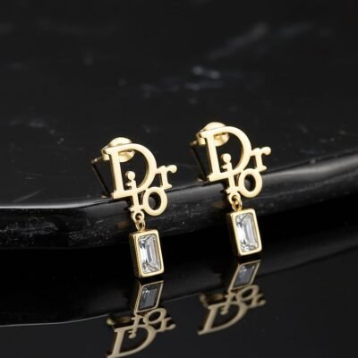 Anti-Tarnish Gold Stud & Crystal Drop Earrings