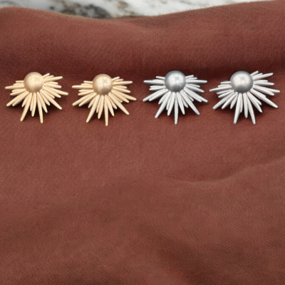 GOLD AND SILVER MIX UNIQUE KOREAN EARRINGS