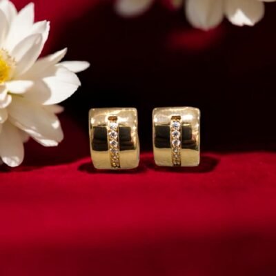 Small cz accents anti tarnish hoops earring