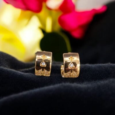Small cz accents anti tarnish hoops earring
