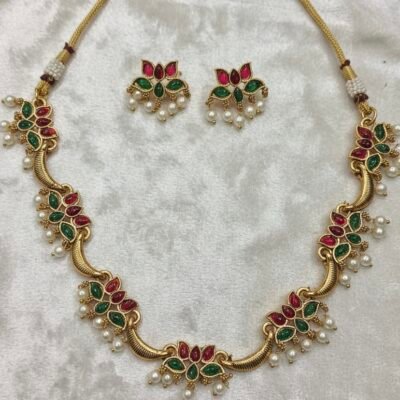MULTI LOTUS SET  NECKLACE
