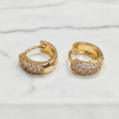 Chunky Gold Hoop Earrings with Cubic Zirconia Stones