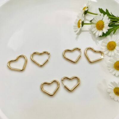 Three  different size  heart shape anti tarnish hoops