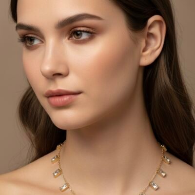 Dainty Tarnish-Resistant Gold Chain with Rectangular CZ Charms