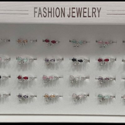 SILVER AD WITH COLOURFUL STONE 24PC RING BOX