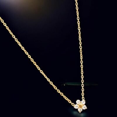 Forever Bloom: Anti-Tarnish Pave Flower Necklace ATC722