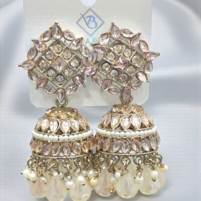 HIGH QUALITY  ROSEGOLD KUNDAN JHUMKI