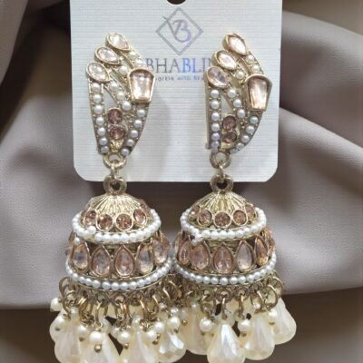 HIGH QUALITY  ROSEGOLD KUNDAN JHUMKI