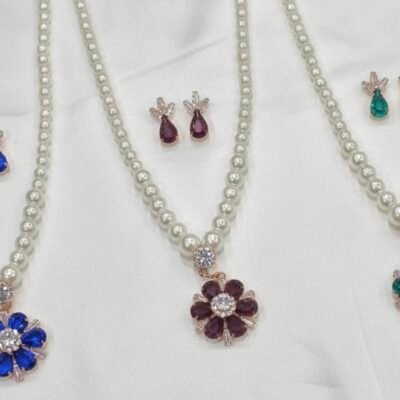 PEARL  SET WITH EARRING (3colour minimum )