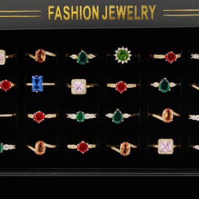 TRENDING COLOURFUL STONE DESIGN 24PC RING BOX