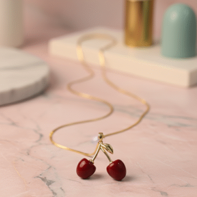 Premium Anti-Tarnish Gold-Plated Cherry Pendant Necklace
