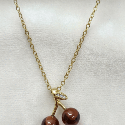 Cherry bloom pendant anti tarnish chain