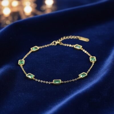 Multi colour  oval diamond  Gold Hand Chain ATB223