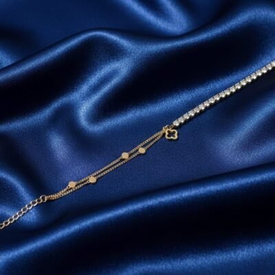 Multi colour  oval diamond  Gold Hand Chain ATB25
