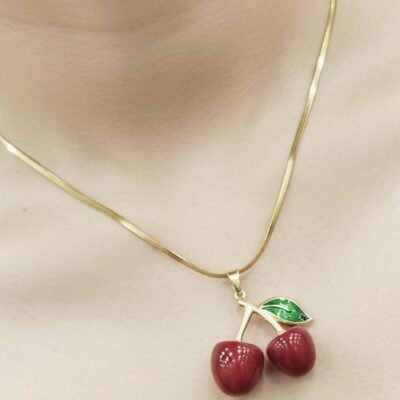 GOLD PLATED CHERRY PENDANT ANTITARNISH CHAIN