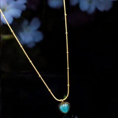 ANTI TARNISH GOLD BLUE GEM STONE  CHAIN