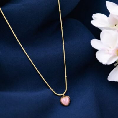 ANTI TARNISH GOLD PINK GEM STONE  CHAIN