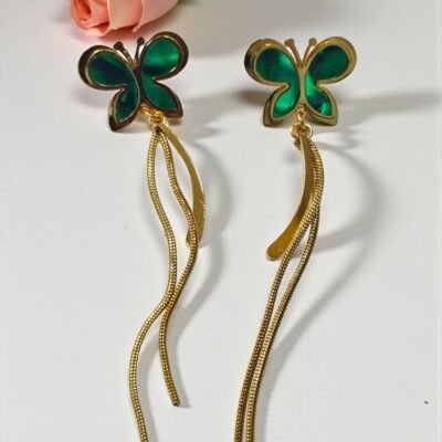 Elegant Long Chain Butterfly Statement Earrings - Tarnish-Resistant