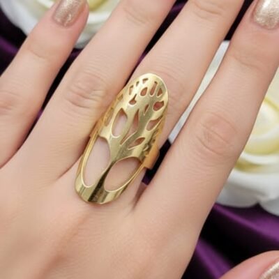 Anti-Tarnish Stainless Steel Gold Tone Scroll Ring - Adjustable ATR115