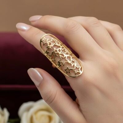 Anti-Tarnish Stainless Steel Gold Tone Scroll Ring - Adjustable ATR120