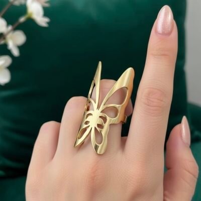 Anti-Tarnish Stainless Steel Gold Tone Scroll Ring - Adjustable ATR122