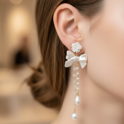UNIQUE PARTY WEAR   FLOWER  PEARL  KOREAN EARRINGS