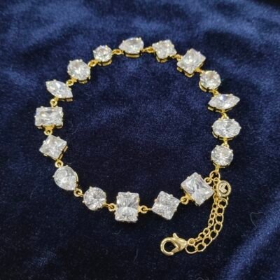 Multi-Cut Radiant Crystal Bracelet in 18K Gold Plated Stainless Steel – Anti-Tarnish & Waterproof