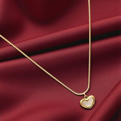 Minimalist Dainty Gold & White Heart Necklace