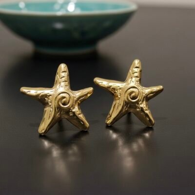 18K Gold Plated Starfish Stud Earrings - Anti-Tarnish Coastal Sea Star Earrings