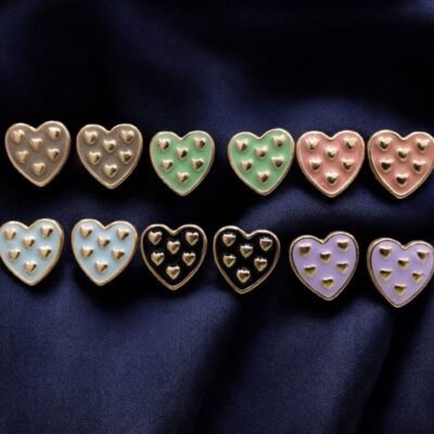 Romantic enamel heart stud Earring "