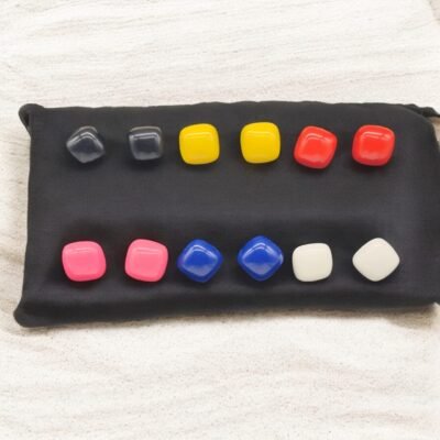 "Vibrant Candy Color Korean Square Studs: Minimalist Geometric Earring Set"