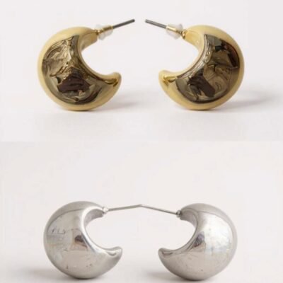 Gold and silver hoop earring