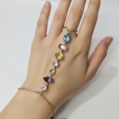 colourful diamond anti tarnish hand chain