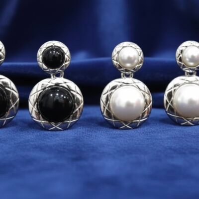 Cse55 silver pearldrop earring
