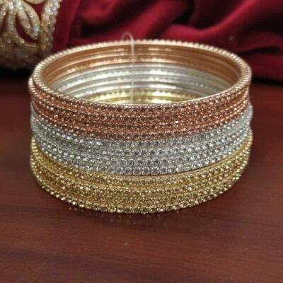 Gold ,silver and rosegold 12pc bangleset
